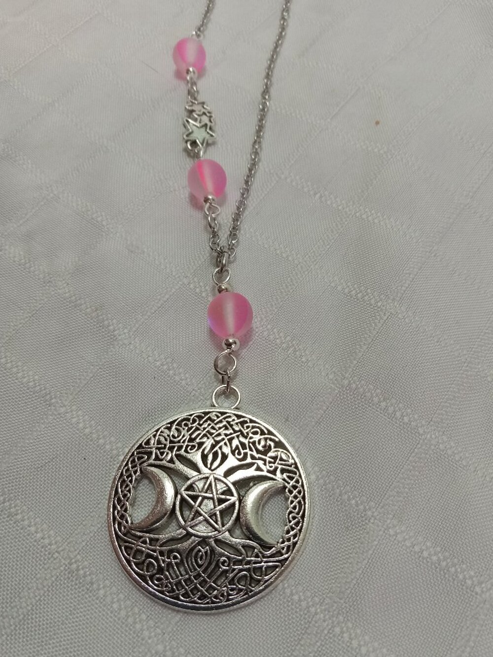 Pretty minimalist handmade necklace with pendant and glass beads